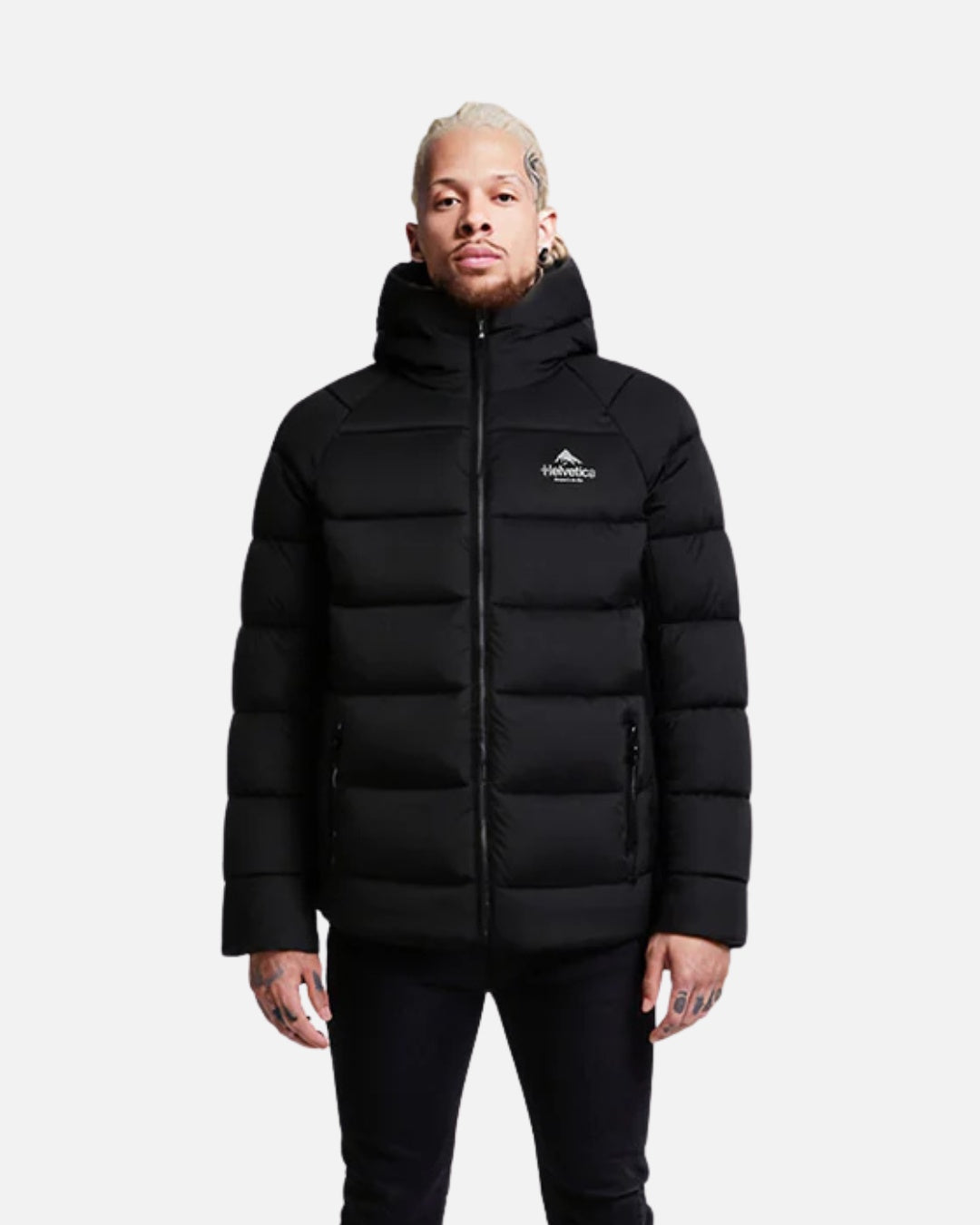 Helvetica Sniper Daunenjacke mit integrierter Sturmhaube – Schwarz