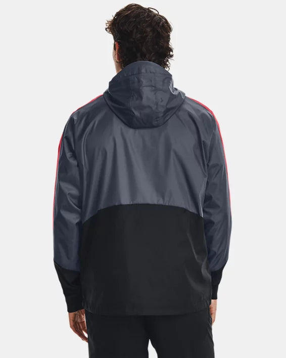 Under Armour Running Legacy Windbreaker-Jacke – Schwarz/Grau/Rot